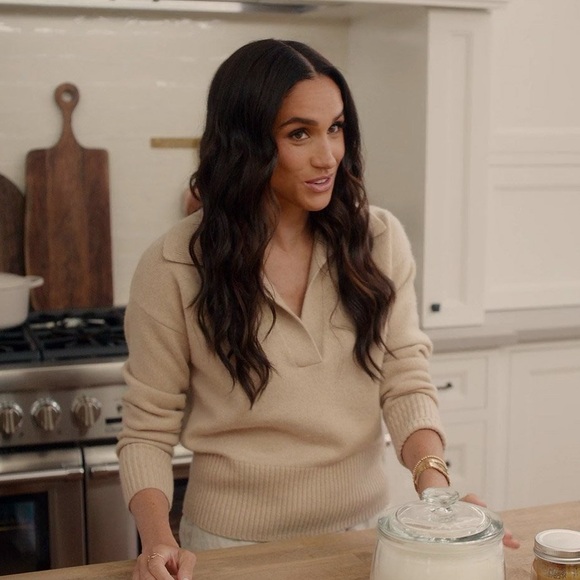 Banana Republic Beige Luna Cashmere Jumper Polo Tan Collared Sweater XL - Picture 5 of 14